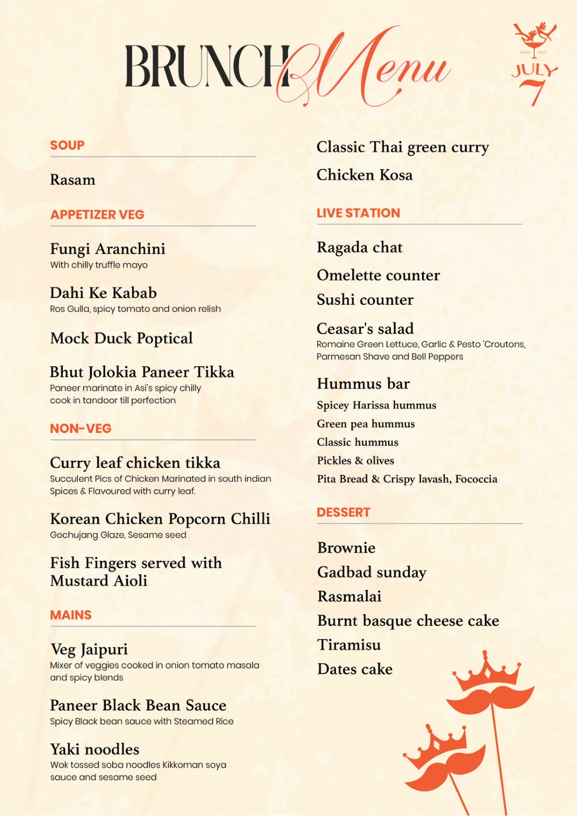 Fathers Day Brunch Menu