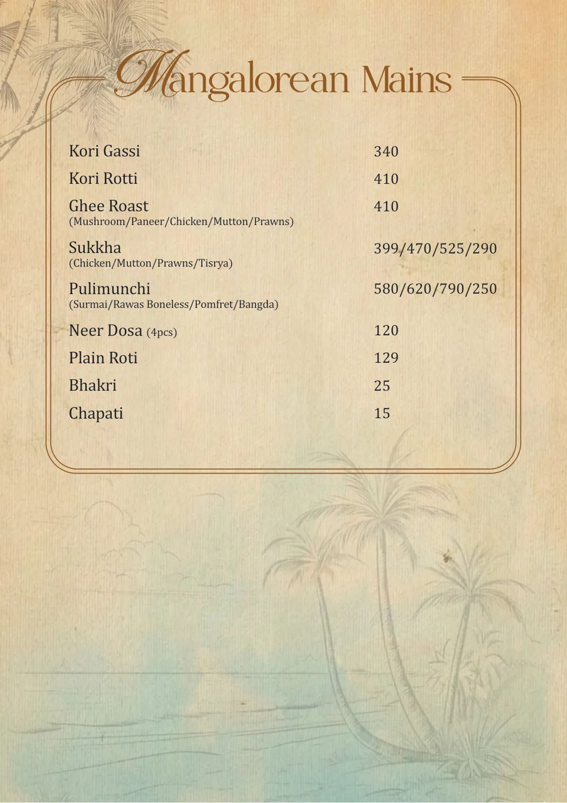 Malhar Santacruze Menu 22 May