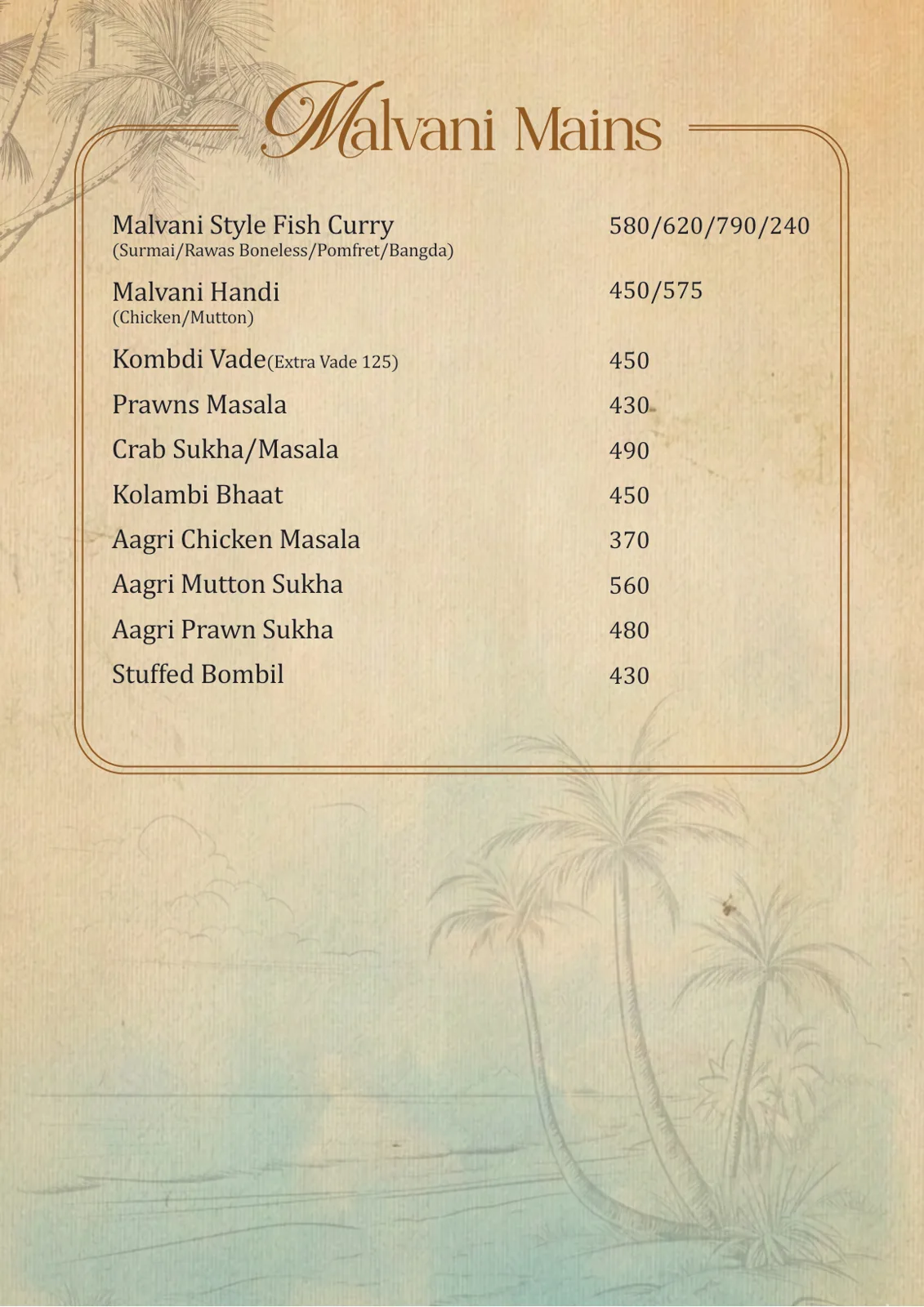 Malhar Santacruze Menu 22 May