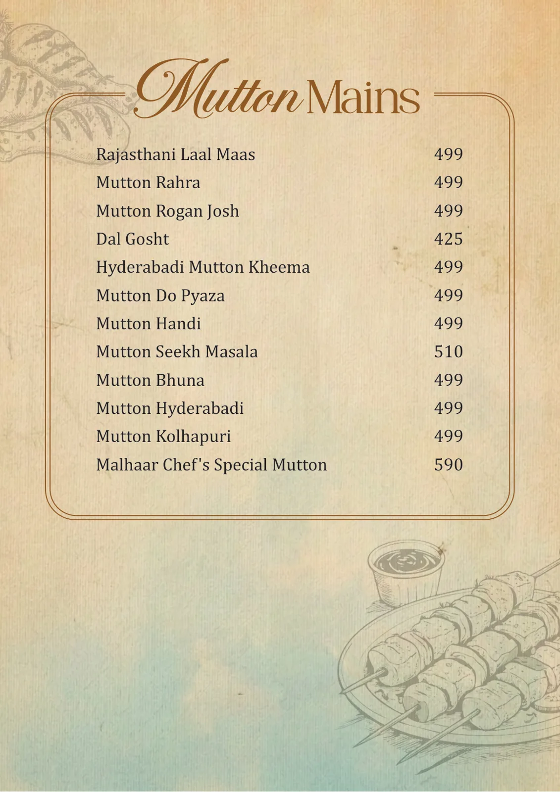 Malhar Santacruze Menu 22 May