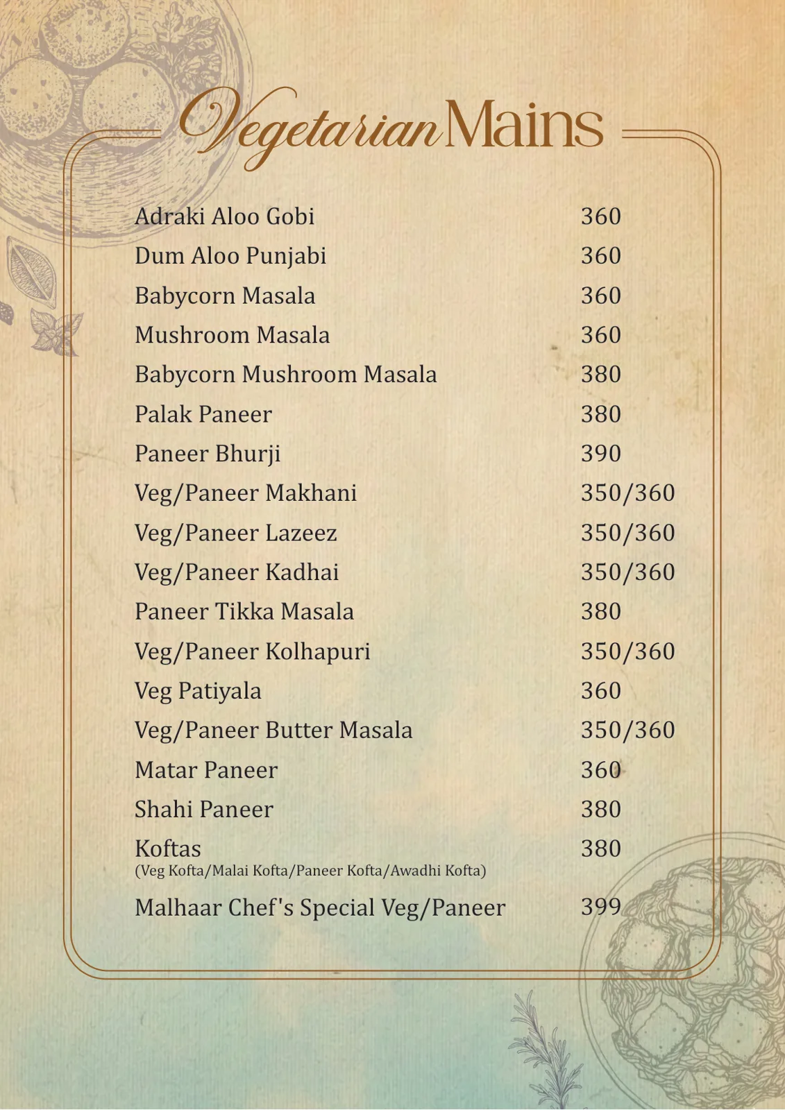 Malhar Santacruze Menu 22 May