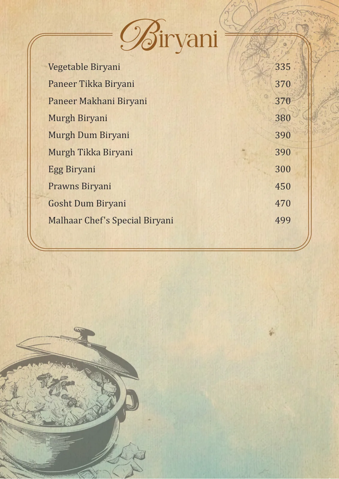 Malhar Santacruze Menu 22 May