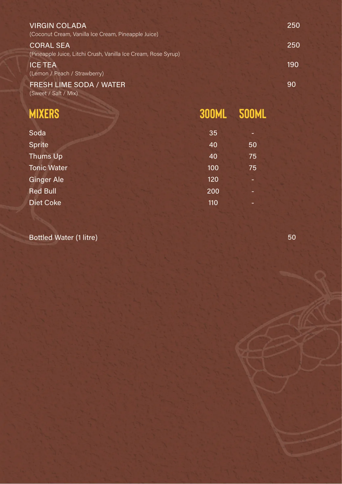Drinks Menu