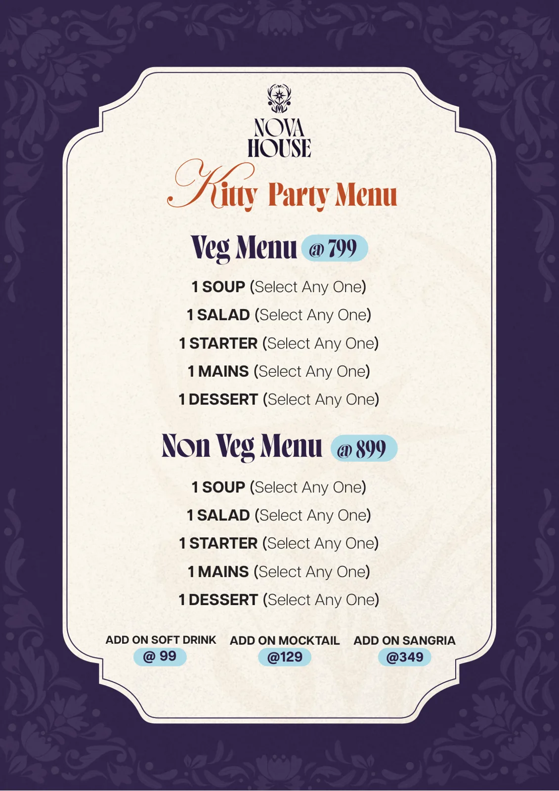 Kitty Party Menu