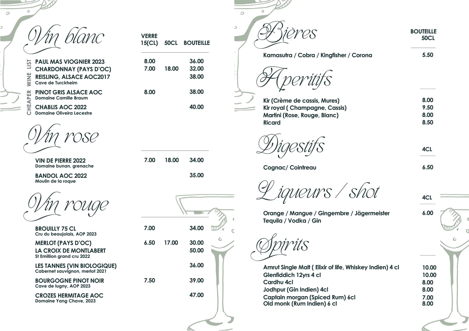 Bar Menu