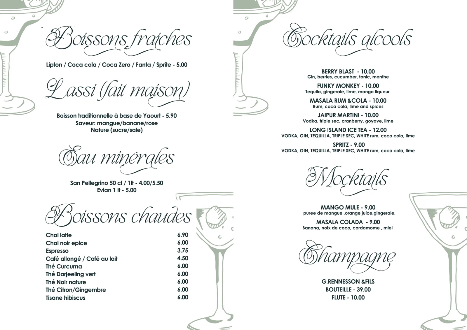 Bar Menu