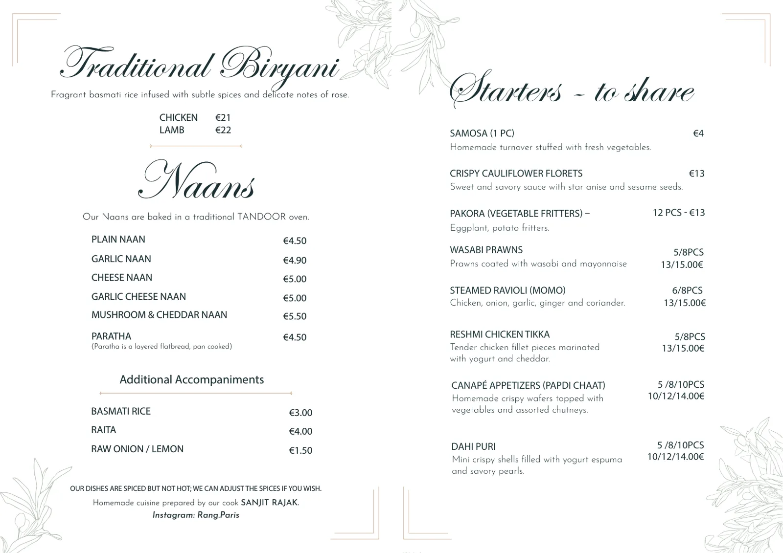 Rang Menu English