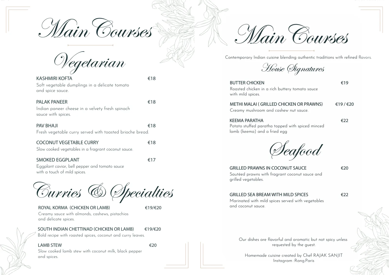 Rang Menu English