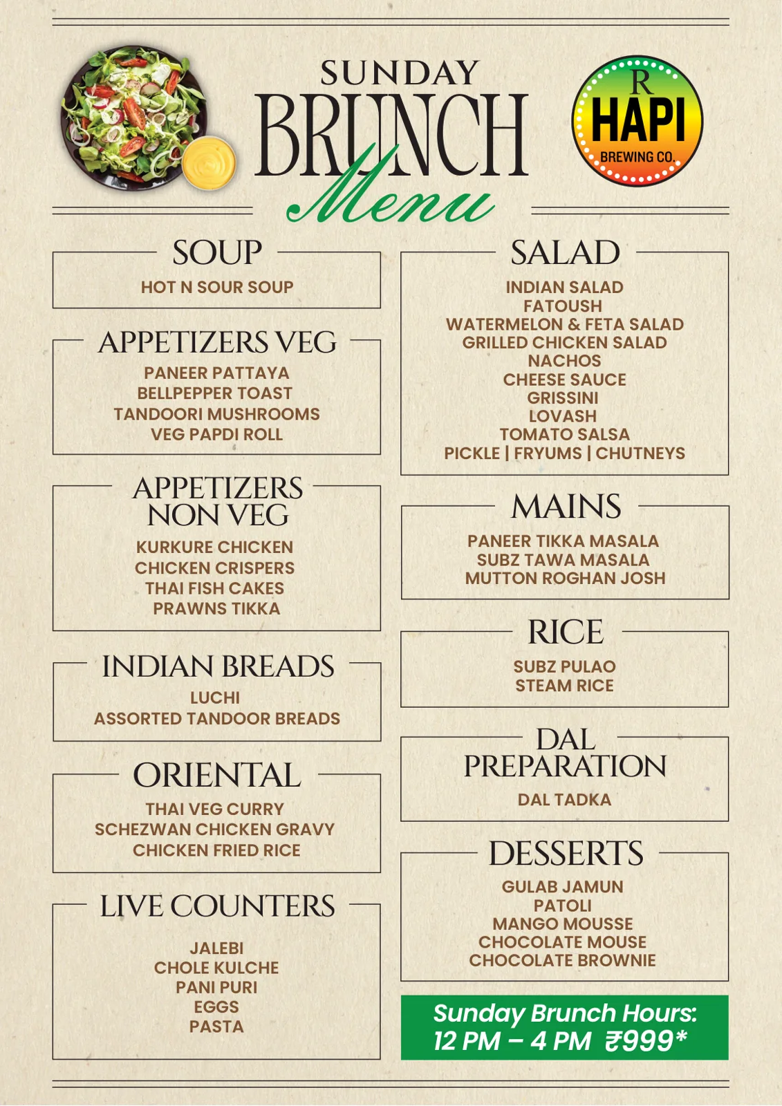 Brunch Menu 28 July