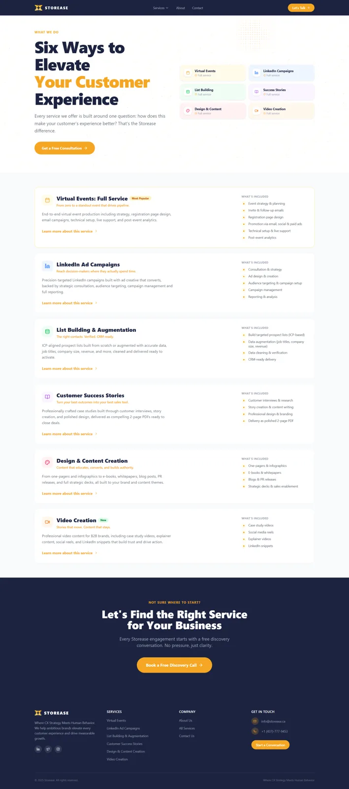 Storease Services Page
