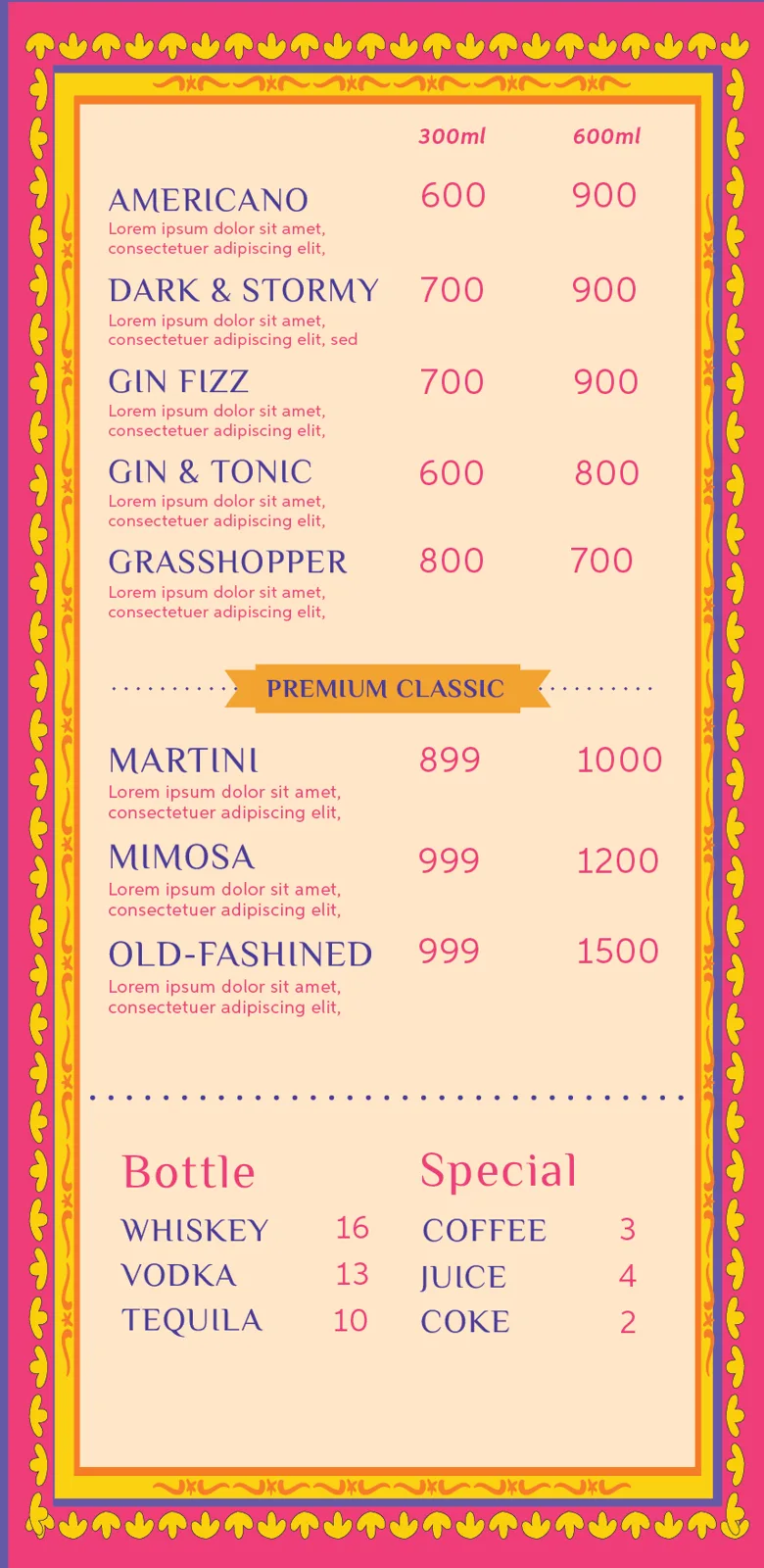 Bar Menu