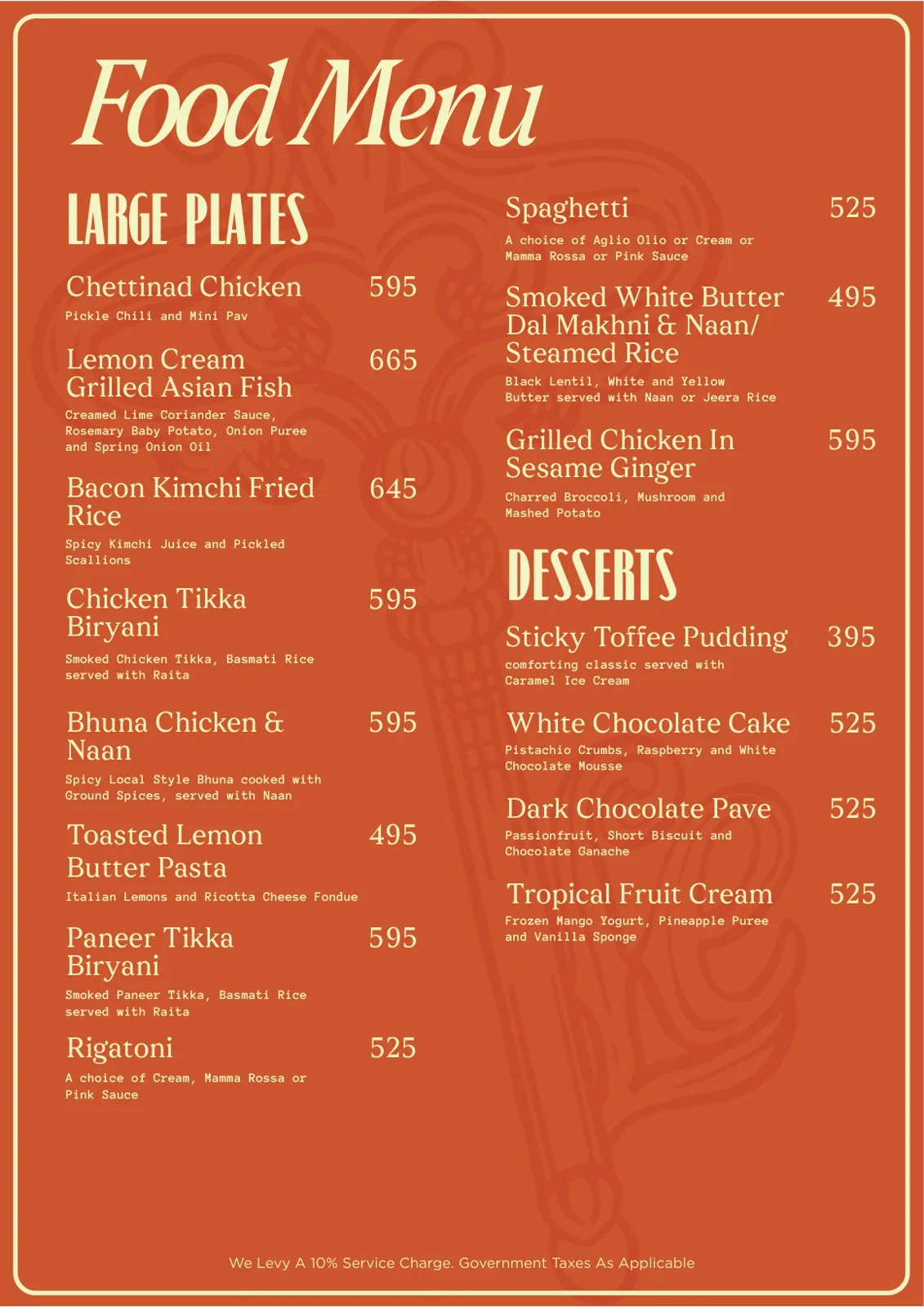 Tle Food Menu For Zomato - Jan