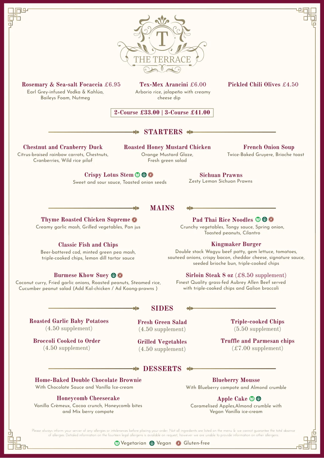 The Terrace Menu A