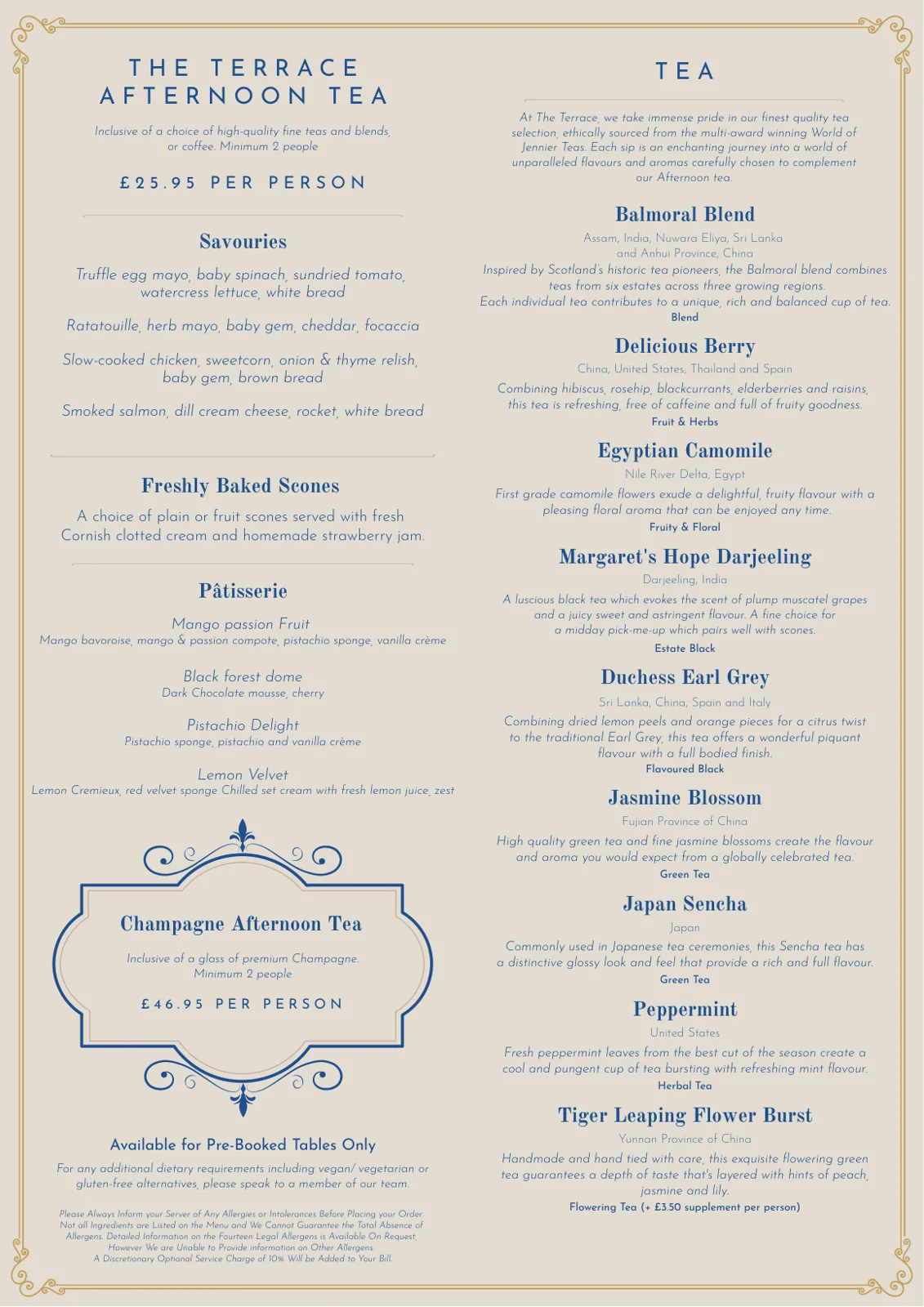 Afternoon Tea Menu