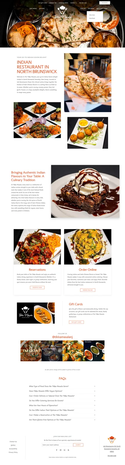 Tikka Masala Website Home